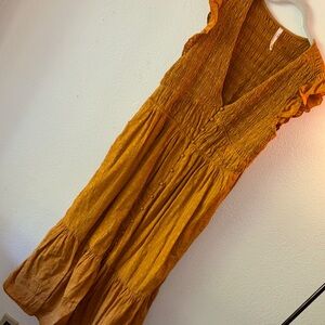 Anthropologie Smocked Ruffle Maxi Dress